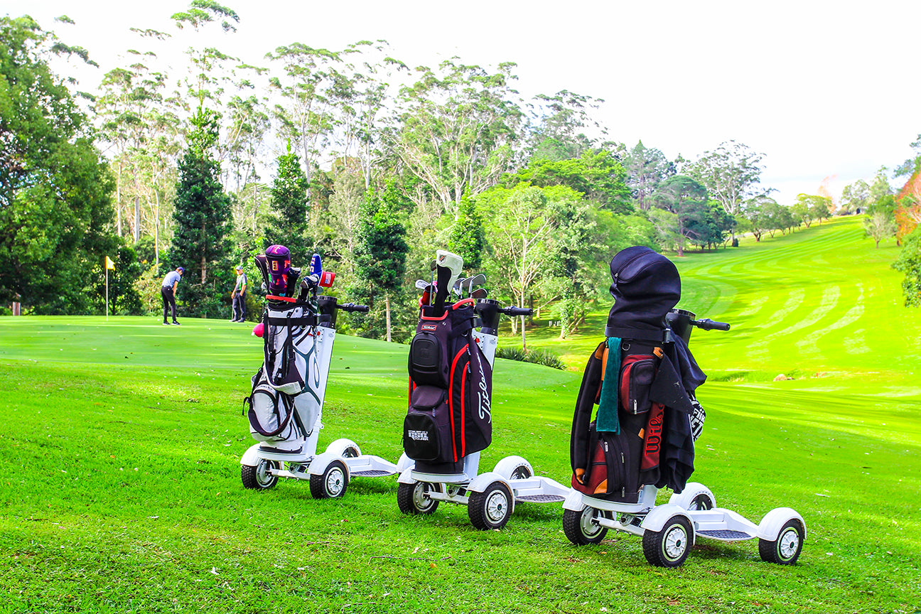 The GSC Tourer golf cart alternative on display at tambourine mountain golf course