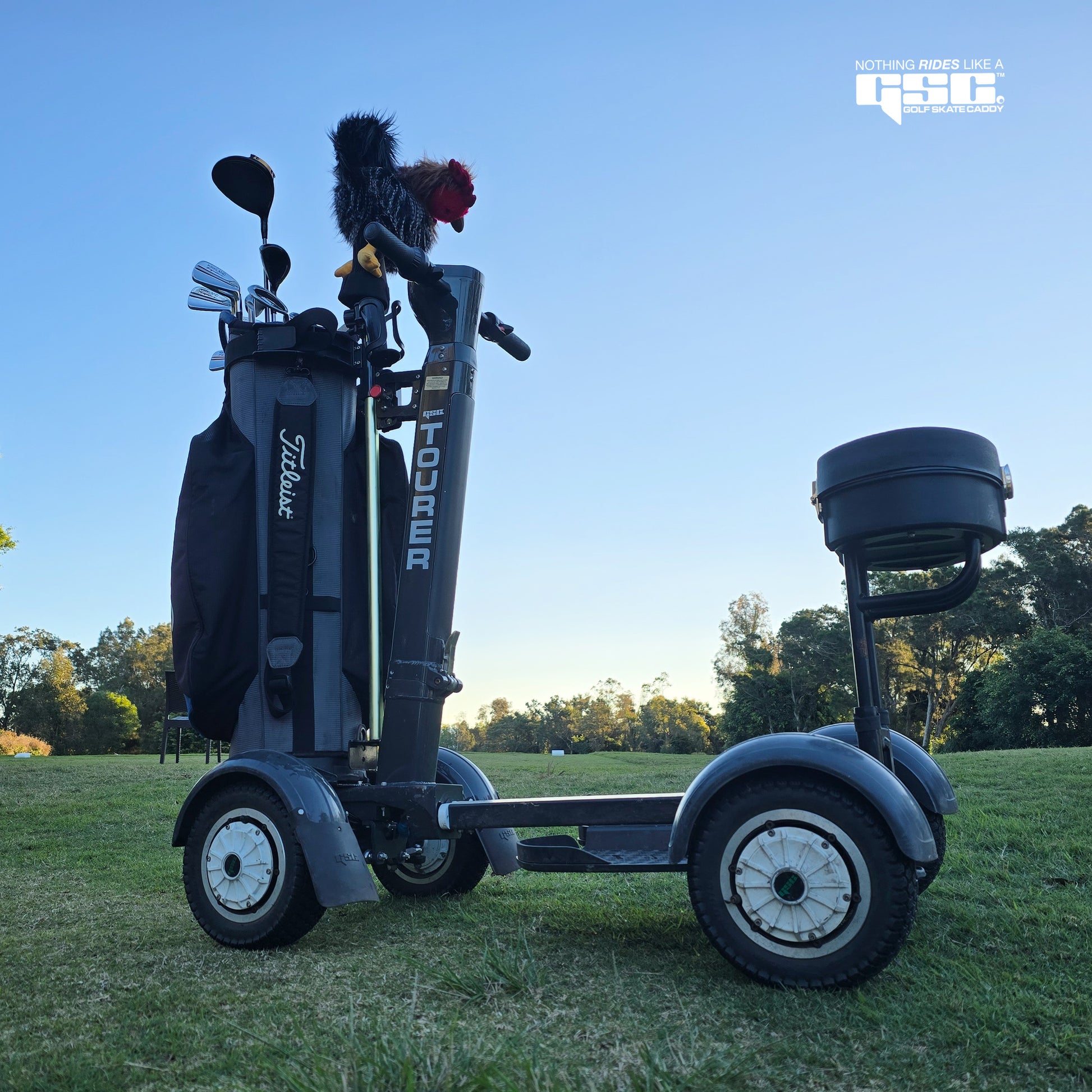 GSC Tourer X Electric Golf Scooter Stand on Cart Alternative